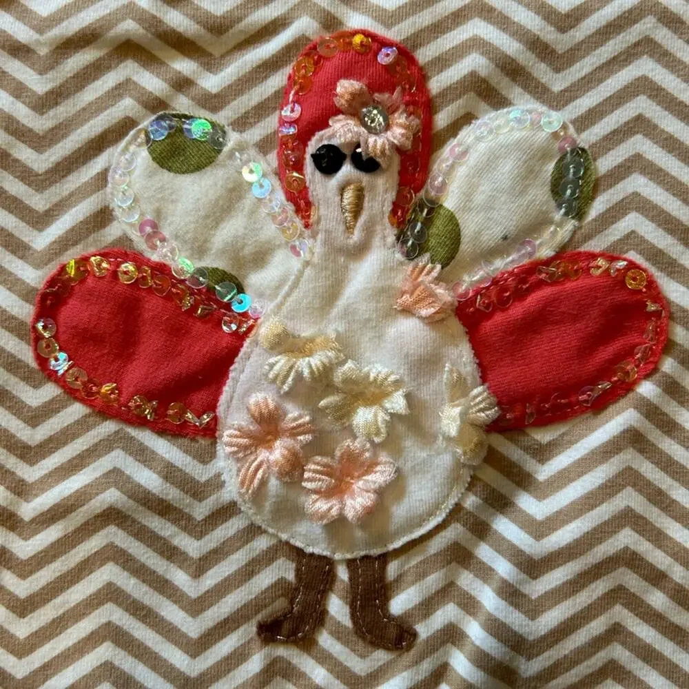 Havengirl turkey thanksgiving chevron tulle girls dress fall orange tan white 4